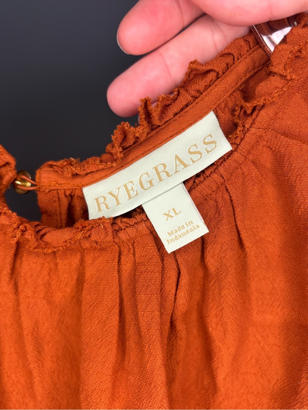 Women's Rust Ruffle Sleeve Blouse - Picture 4 of 5